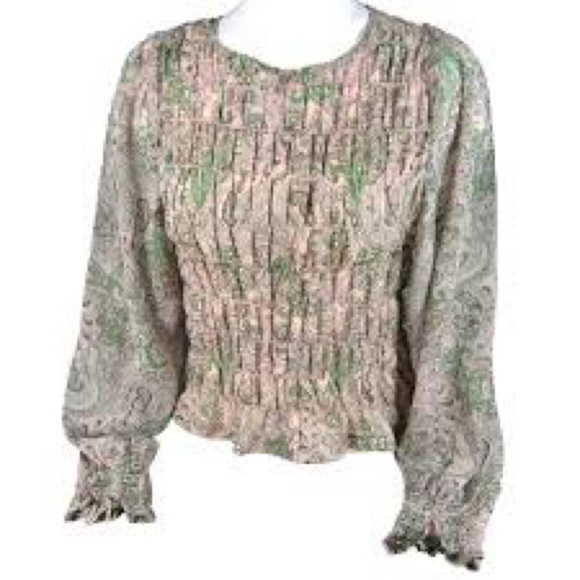 Sanctuary smocked blouse size large boho paisley - Picture 2 of 7
